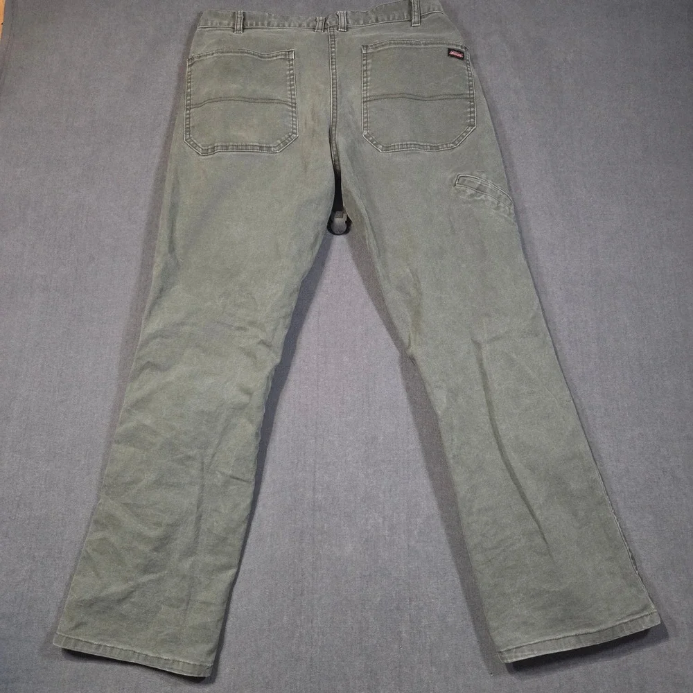 Genuine Dickies Carpenter Pants Mens 32x28 Olive Green Canvas Utility Trousers